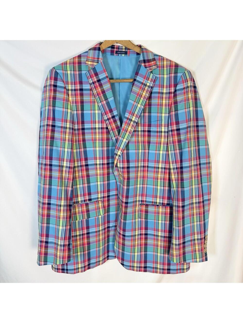Stafford Pastel Colors Plaid Suit Jacket Classic Fit NWOT Summer Preppy 42 Reg